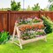 Costway 3 Tier Wooden Vertical Raised Garden Bed w/Storage Shelf, Side Hook & Liners